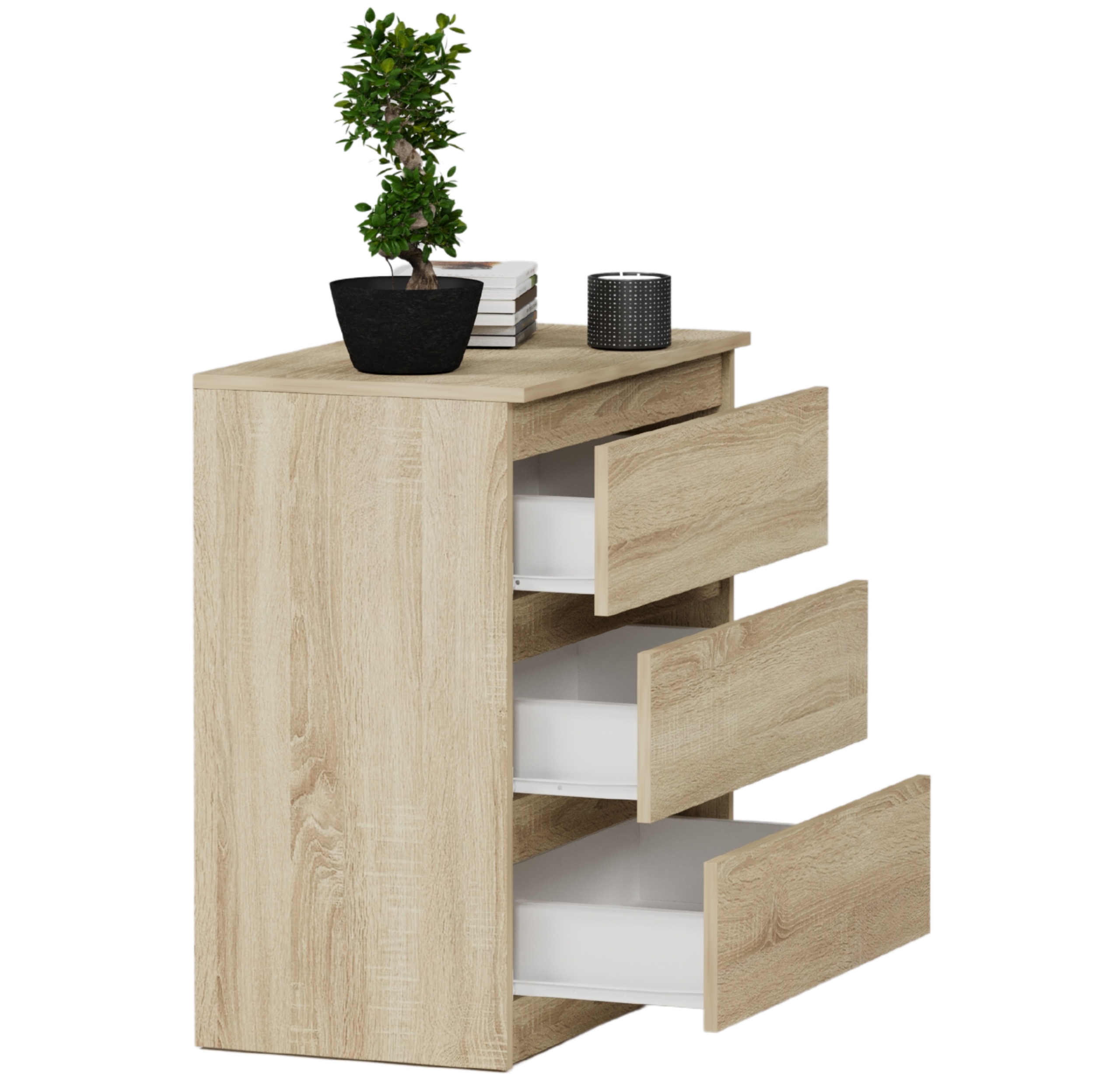 Modna DUŻA KOMODA 3 SZUFLAD SZAFKA PL R-3 SONOMA