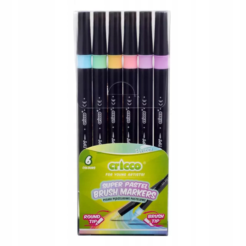 Pisaki pastelowe pędzelkowe DWUSTRONNE CRICCO x 6 EAN (GTIN) 5903273515880