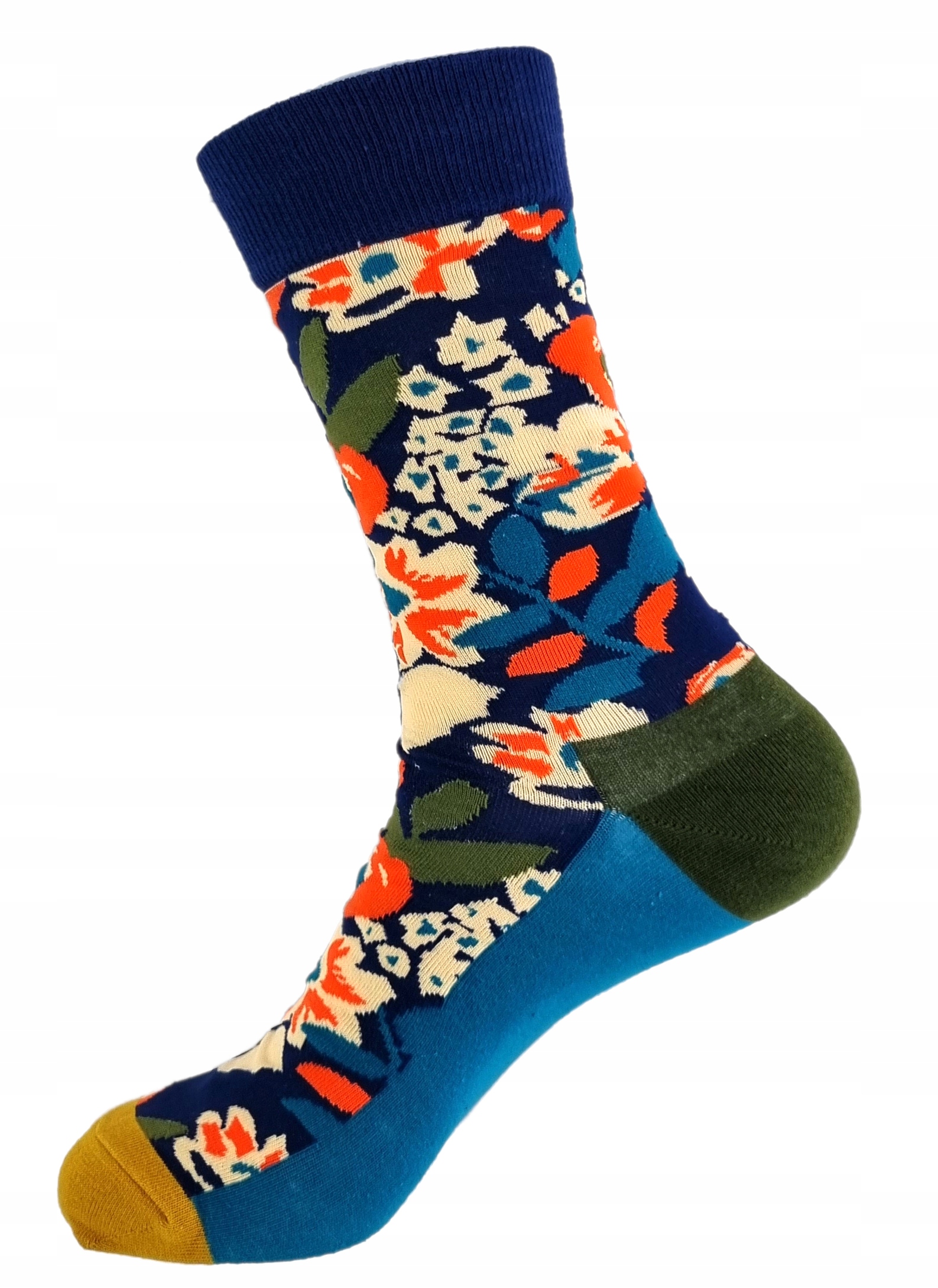 SKARPETKI TKANE KOLOROWE KWIATY 41-45