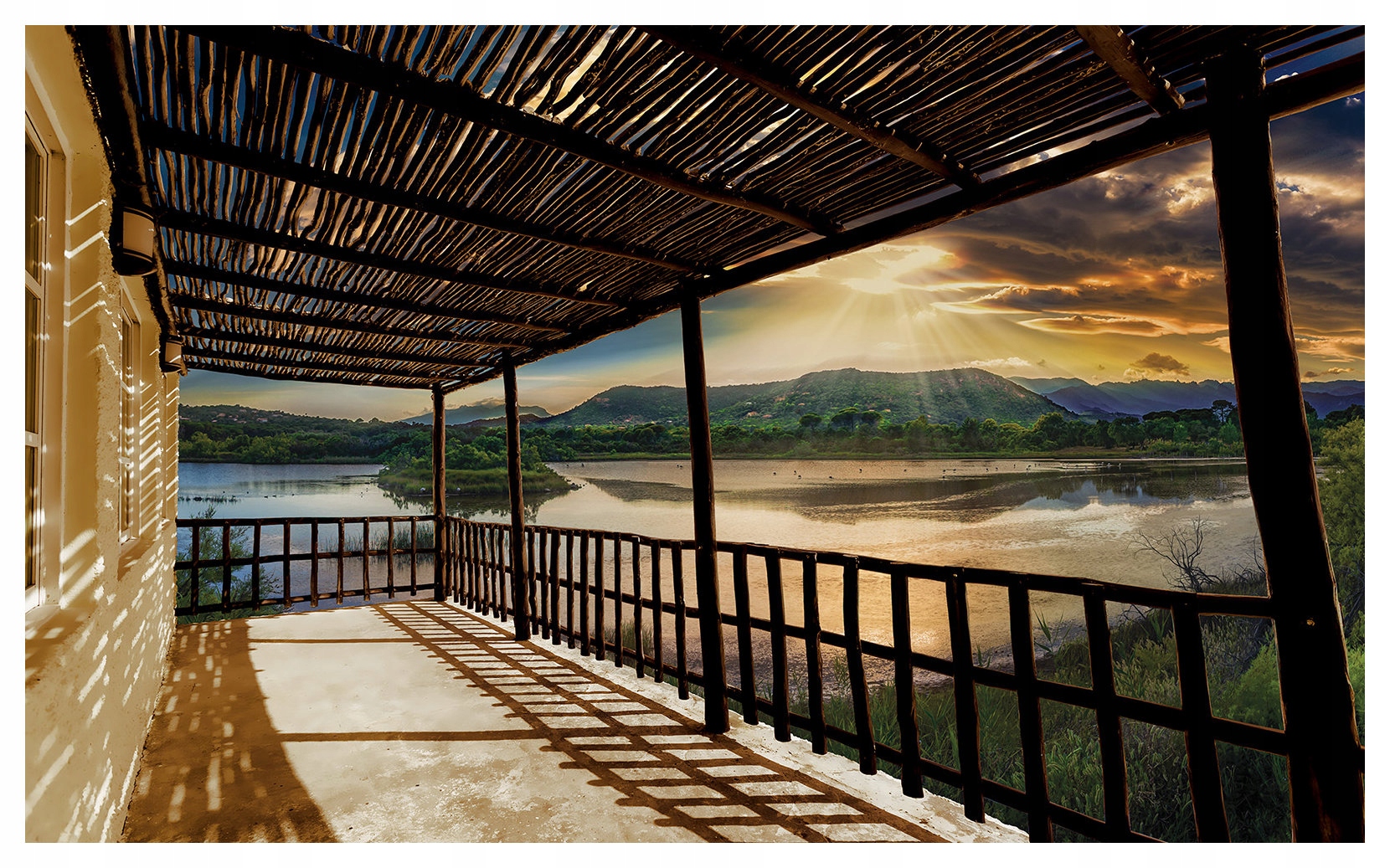 Fototapeta Jazero hory západ slnka panoráma príroda 368x280 lepidlo