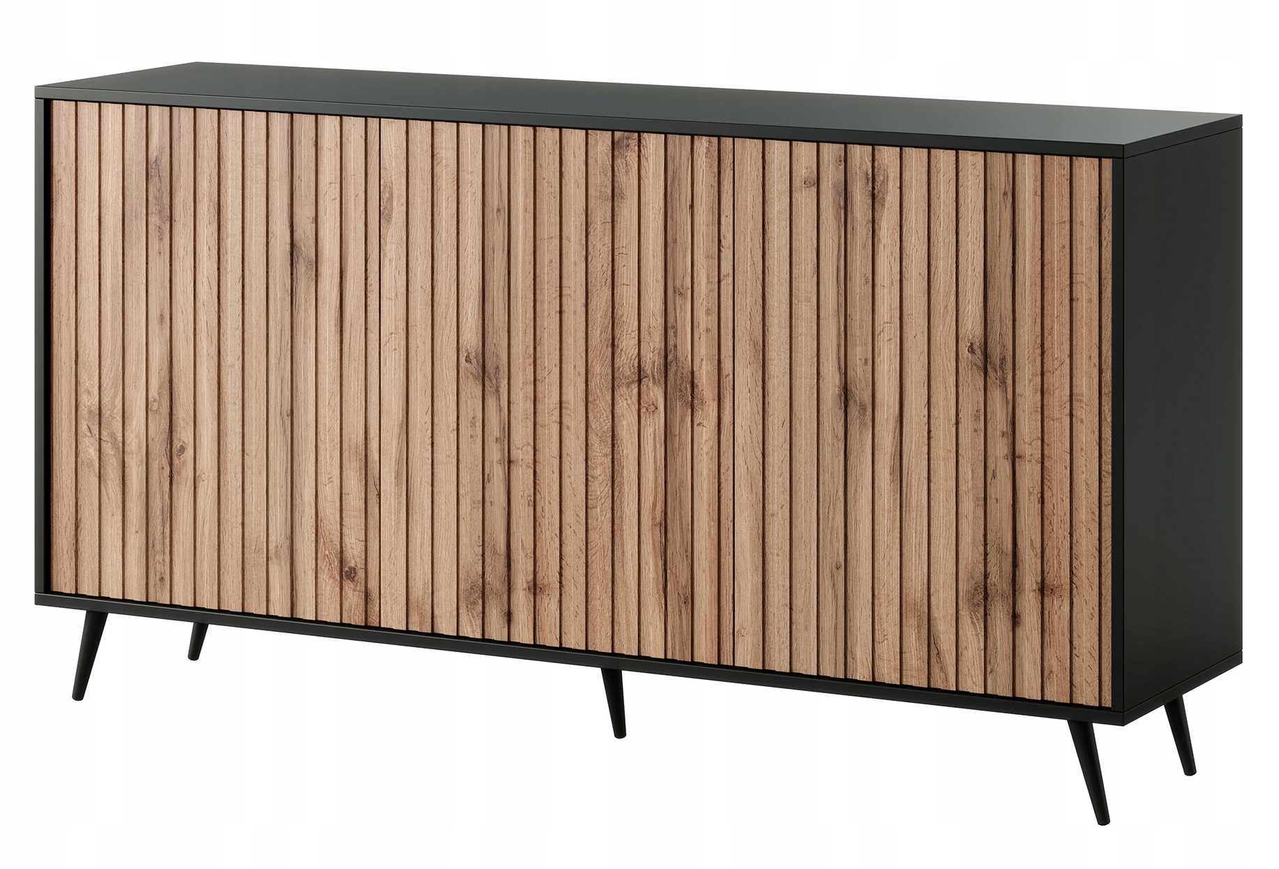 Komoda Bello 154 cm Černá/Dub wotan Lamele