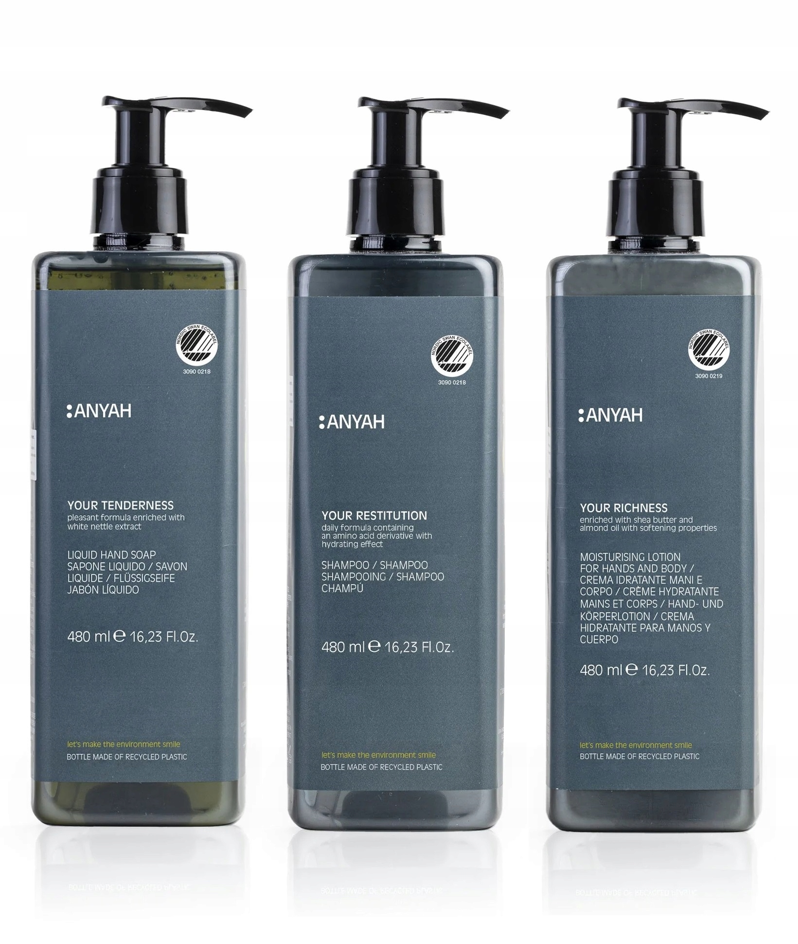 Zestaw Kosmetyków Certyfikowanych do Kąpieli pod Prysznic 3x480 ml Anyah