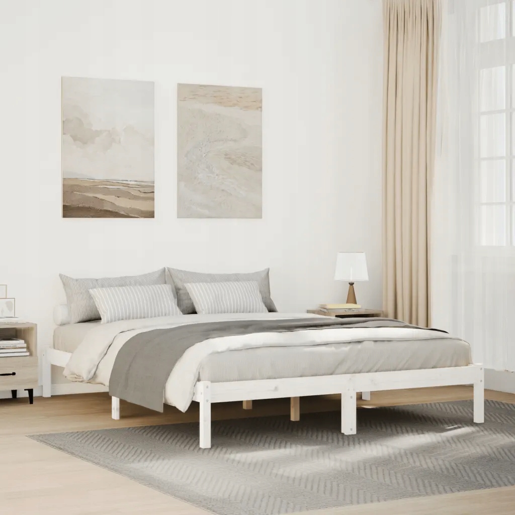 Prodloužený rám postele bez matrace bílý 140 x 210 cm borovice Bílá 852407