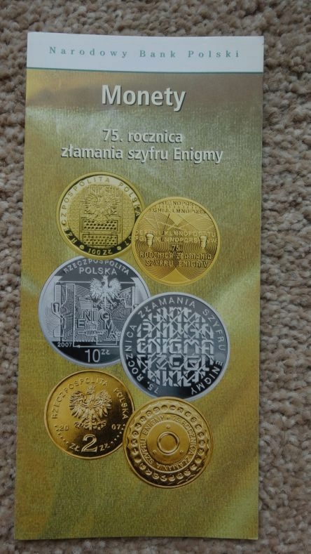 Folder 10 zł 2007,Rozszyfrowanie Enigmy,stan I