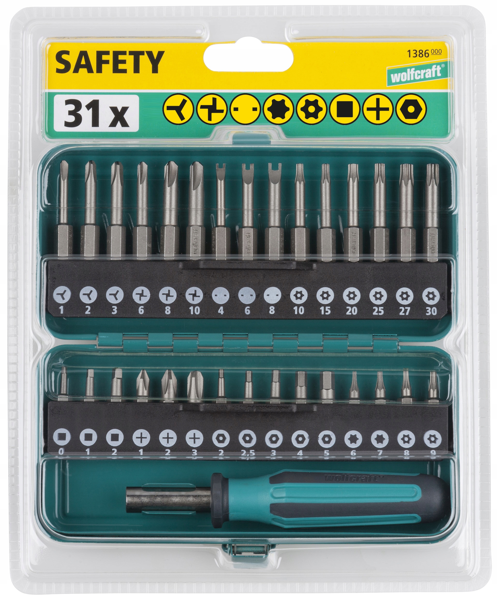 Sada bitů Safety pro bezpečné zabezpečení Wolfcraft [31 dílů]