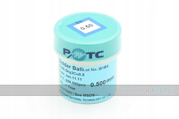 Kuličky Bga Pmtc 0.5 mm 250 000 Ks Bezolovnaté 0,5