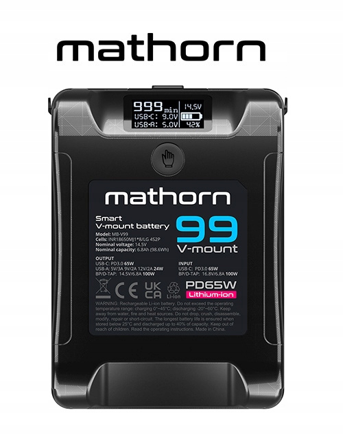 Akumulator Mathorn MB-V99 Smart OLED V-mount 99Wh Przeznaczenie uniwersalne
