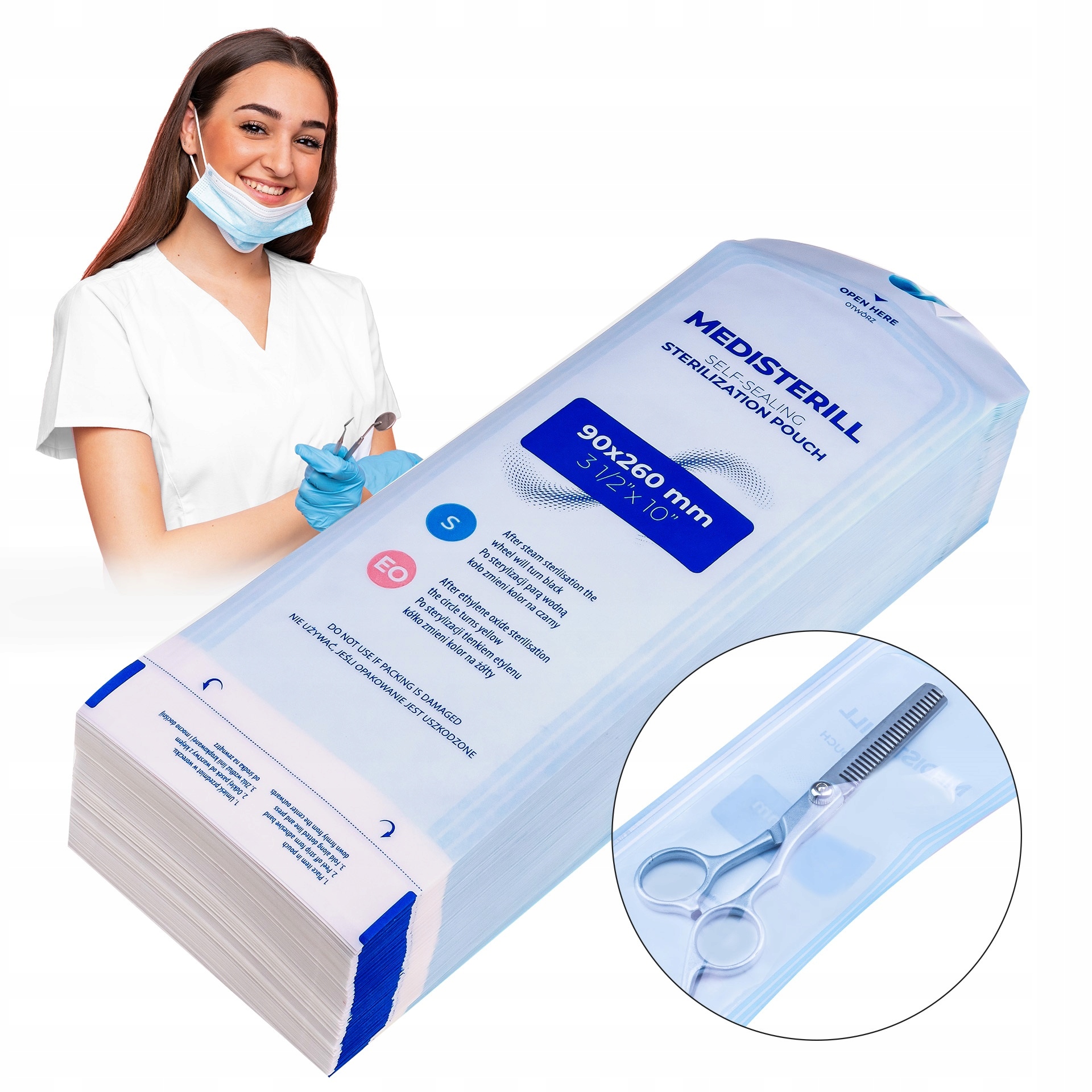 

Torebki pakiety do sterylizacji samoklejące 57x130