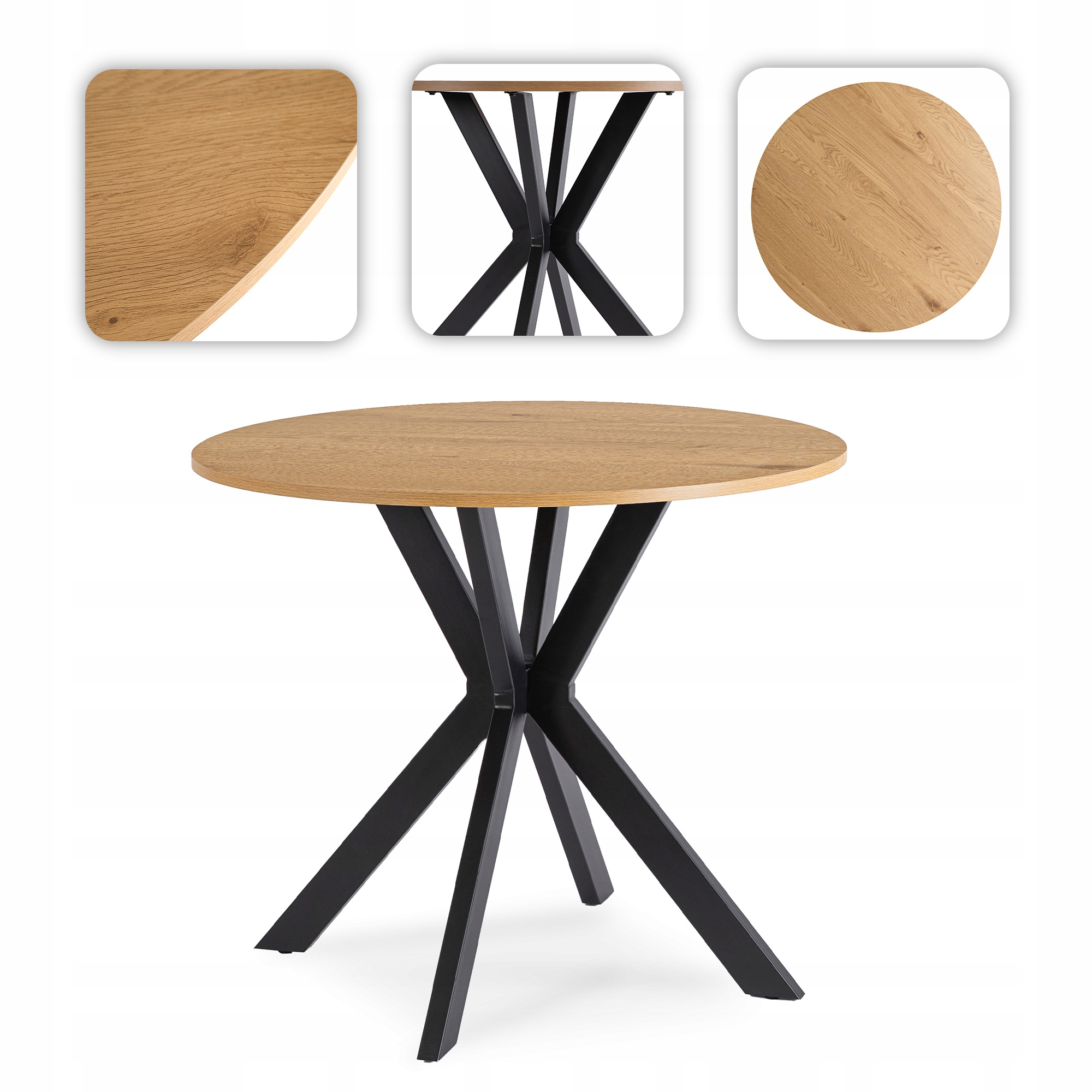 Kuchyňský stůl Kulatý Dubový Skandinávský Malý Lauren Ø90