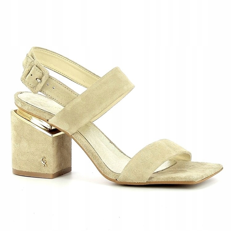 

Carinii B7990 Sandały Słupek Skóra Nubuk Beż 39