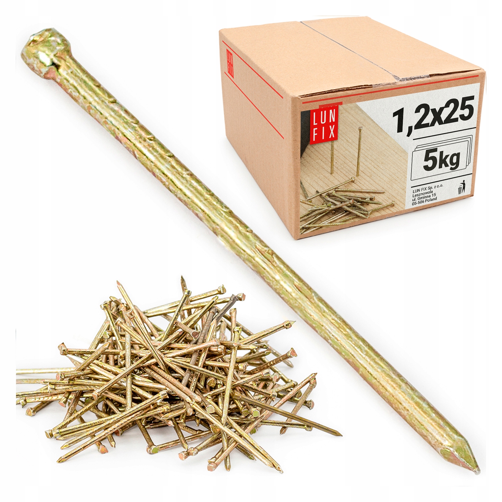 Truhlářské hřebíky 25 mm 1,4x25 čalounické žluté DIN1152 5 kg ~16600ks