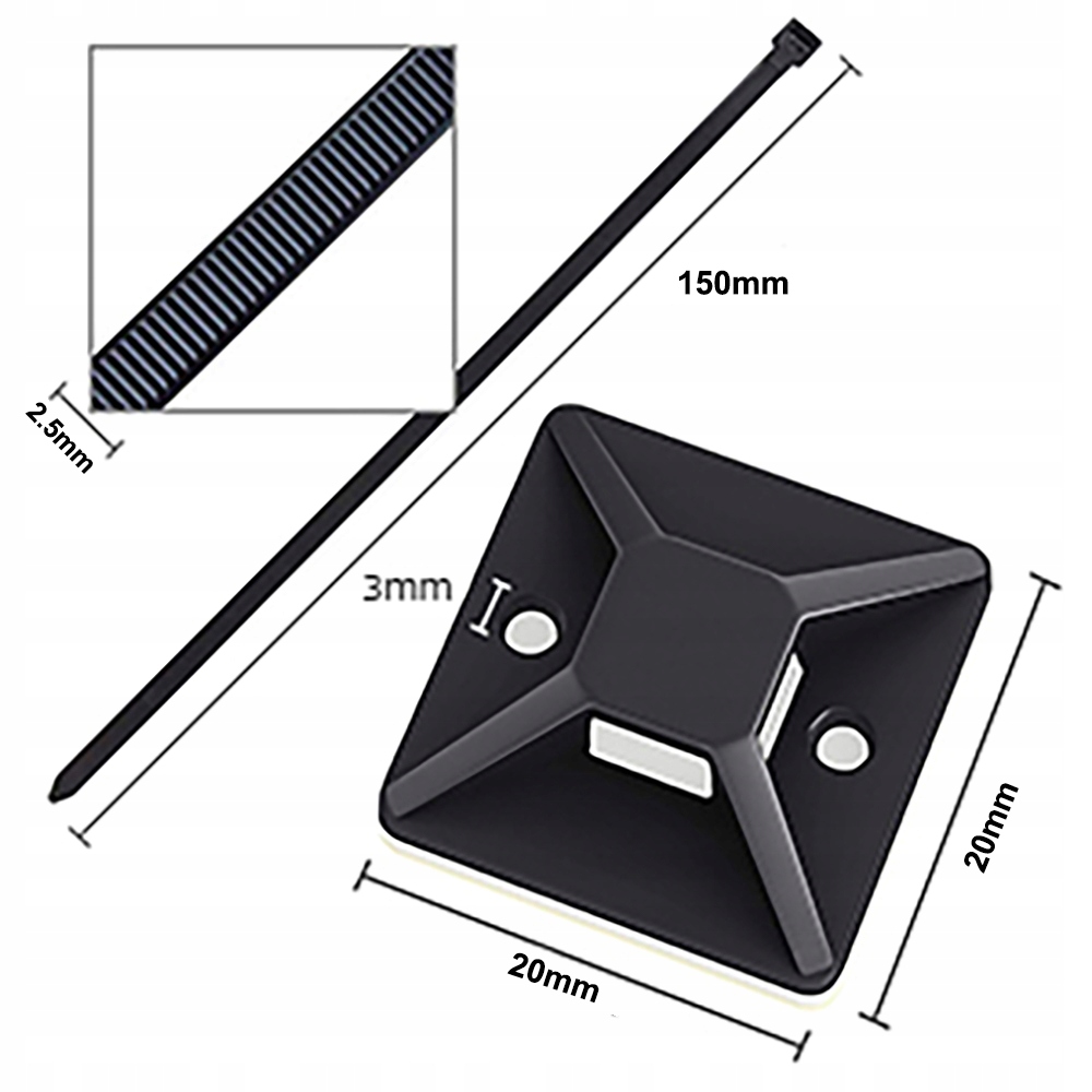 100x ORGANIZER UCHWYT ZACZEP DO KABLI NA TRYTKI 3M Model SHYY-429B*10