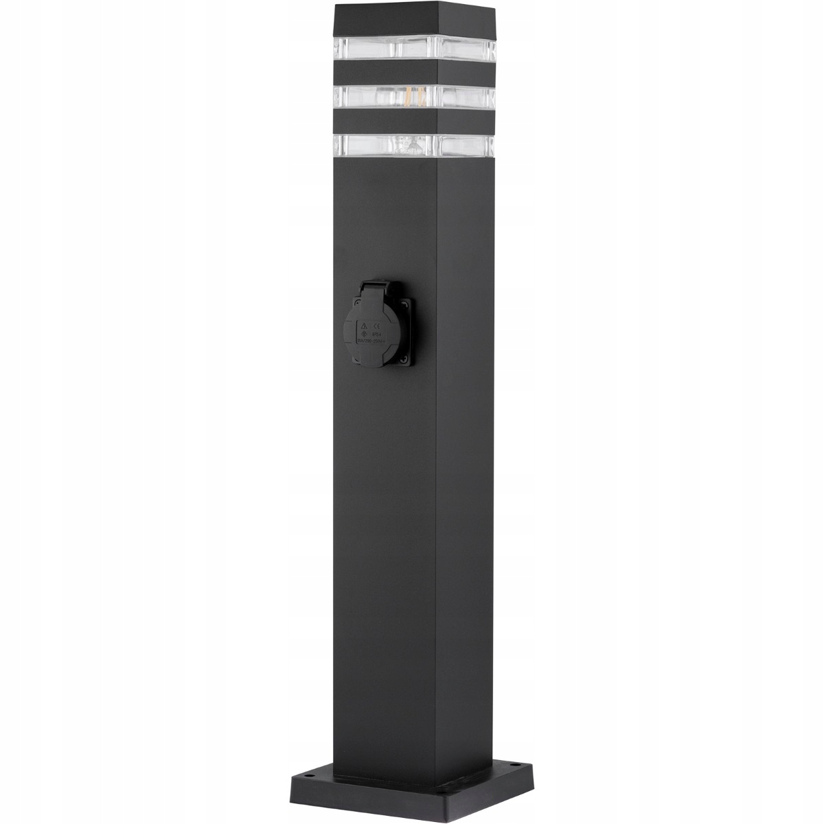 Słupek ogrodowy LED E27 9x9 60cm z gniazdem 230V Stopień ochrony IP IP54