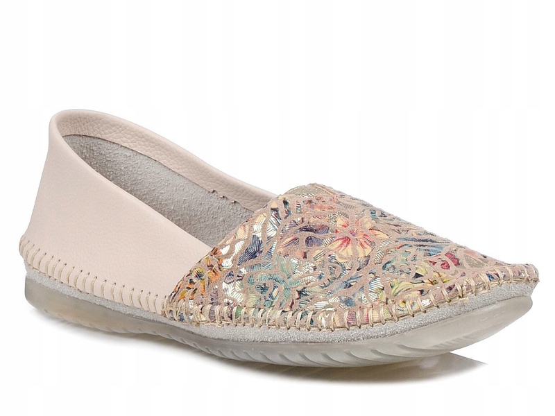 Baleriny damskie Maciejka 1930 skórzane wsuwane miękkie beżowe 40