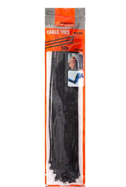 Opaski kablowe trytytki czarne Werckmann 4,5 x 350