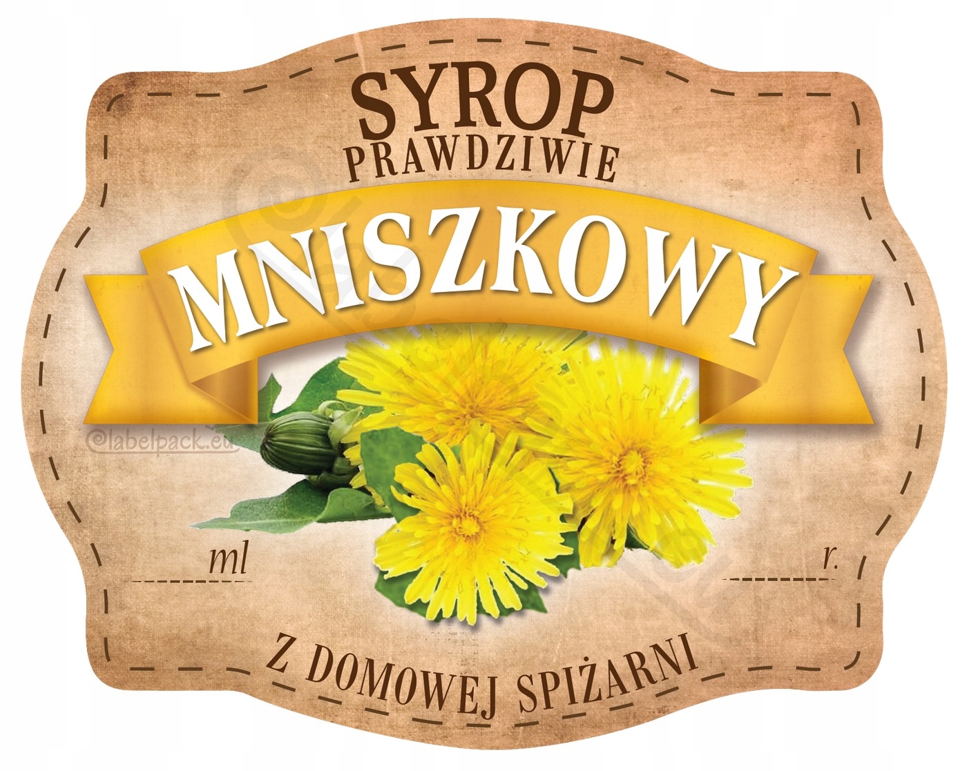 

Syrop Mniszkowy Etykieta na słoik, naklejka