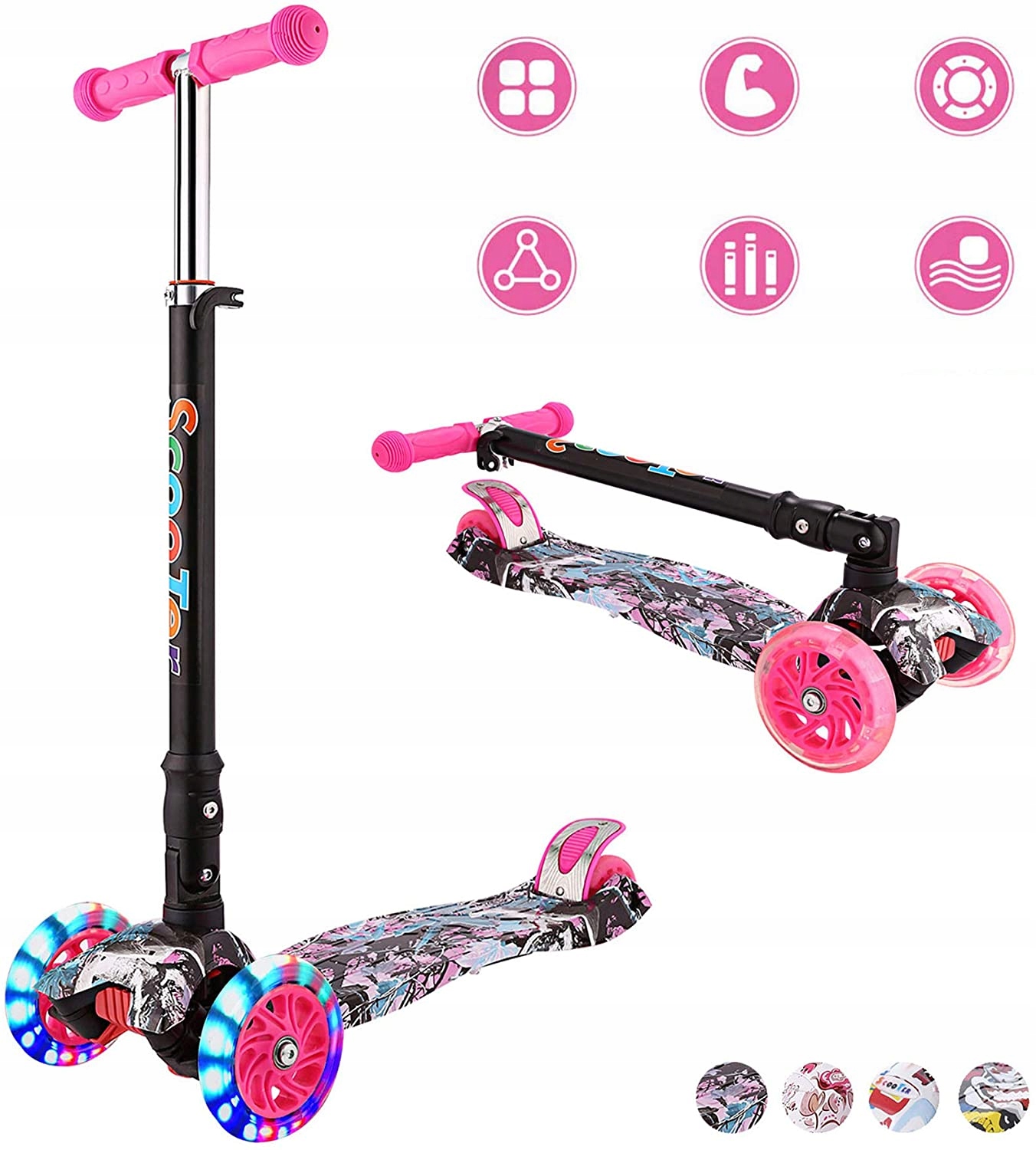 

Hulajnoga Weskate Skuter Trójkołowa Led Koła