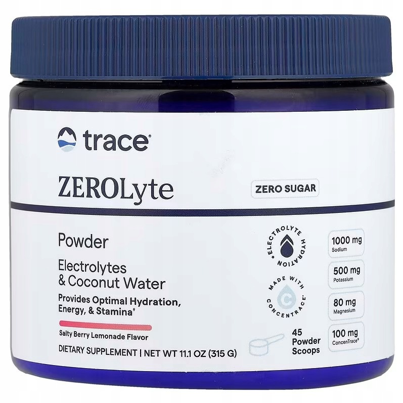 Trace Minerals ZEROLyte Powder, Salty Berry Lemonade, prášek, 315 g
