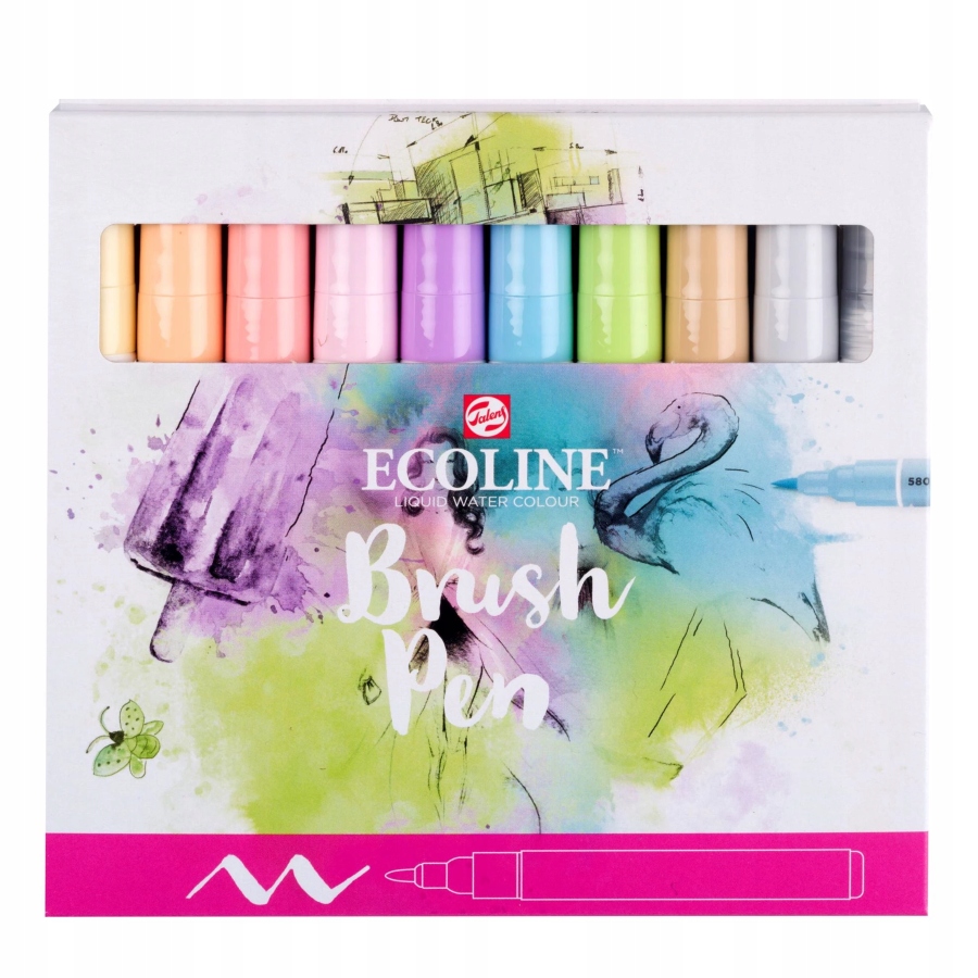 Ecoline Pastel Brush Pen sada 10 barev