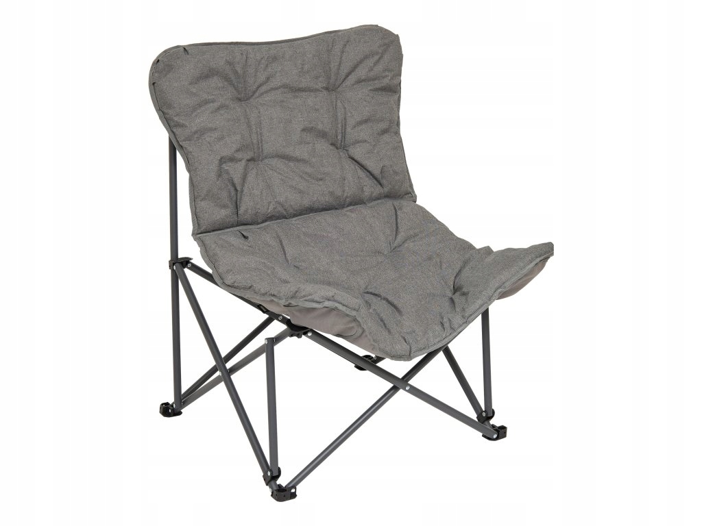 Skladacie prešívané turistické kreslo Sado, šedé, 90 cm