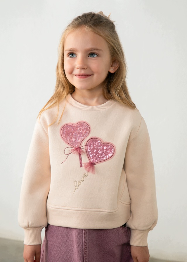 Mayoral 4408 Bluza Długi Rękaw Dziewczynka Serca Cekiny r.110