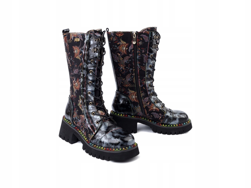 Wysokie botki damskie skórzane workery Laura Vita Oyao 02 Acier czarne r.37