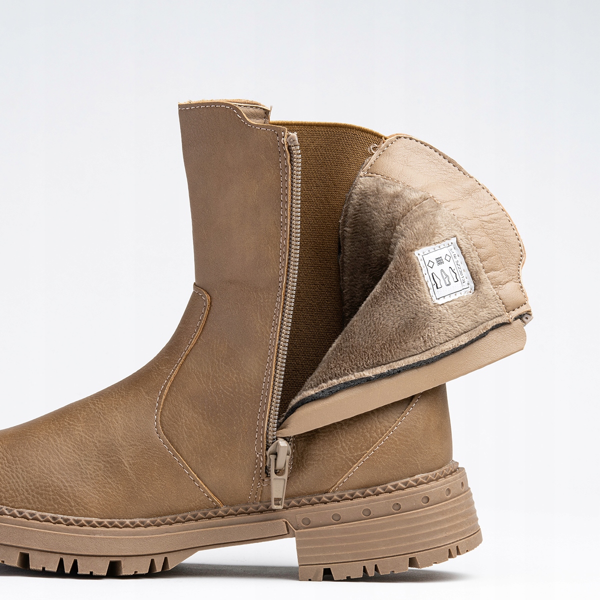 Botki trzewiki workery ocieplane modne Wojtyłko Materiał skóra ekologiczna