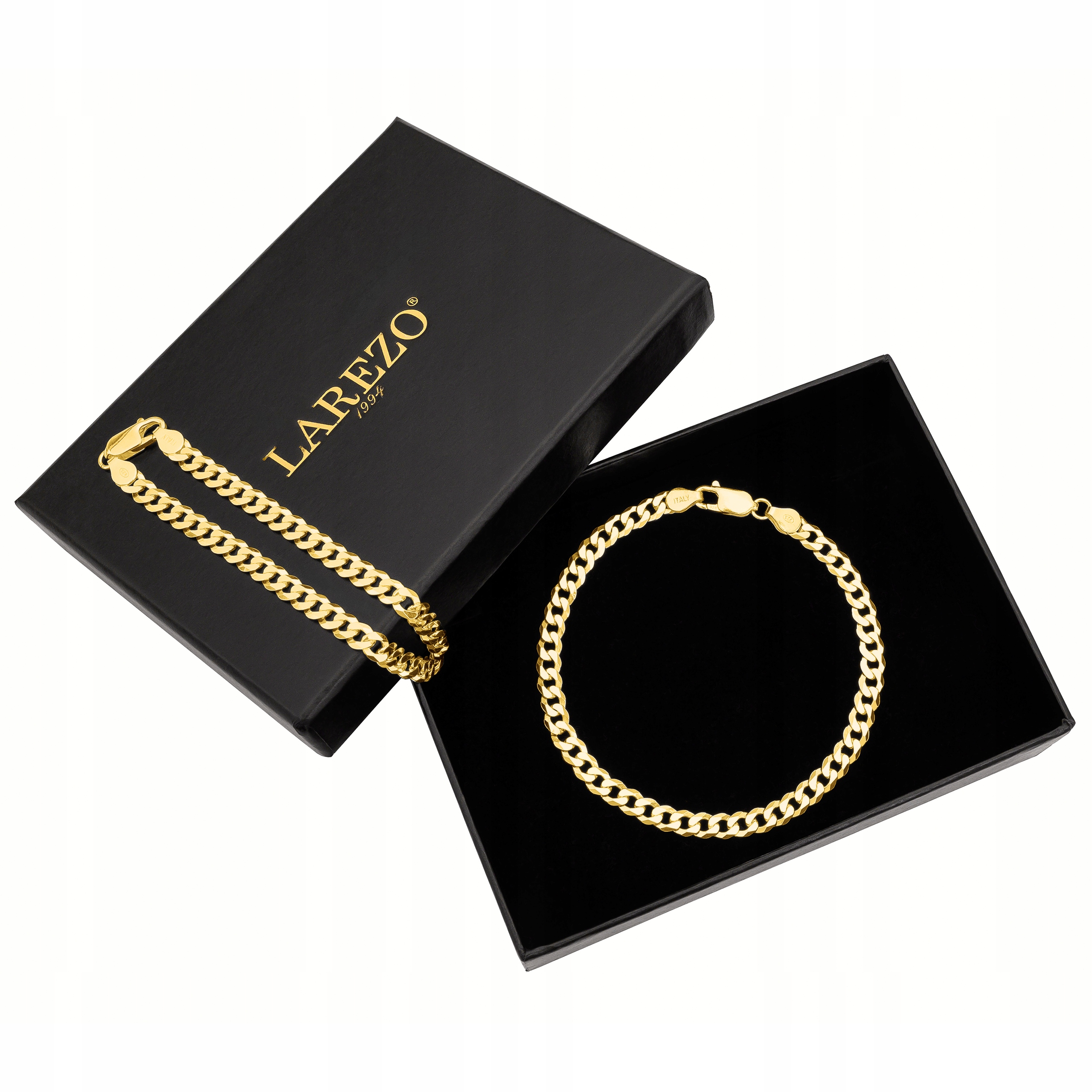 Zlatý náramek pánský 21 cm Pozlacený 585 Plná pancíř 4 mm Stříbro 925