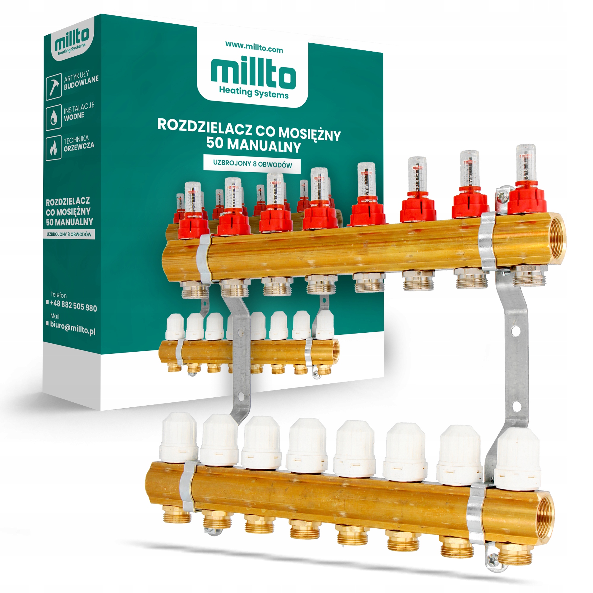 Rozvaděč 8 sekční C.o. podlahový mosaz