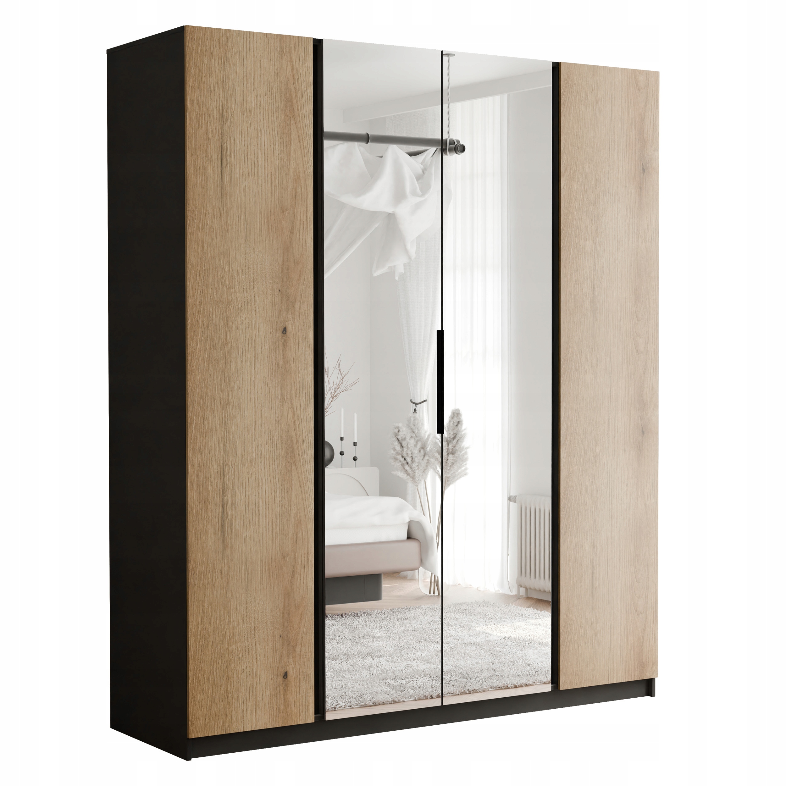 Skříň skříň se zrcadlem Verona, černý dub evoke, 200 cm