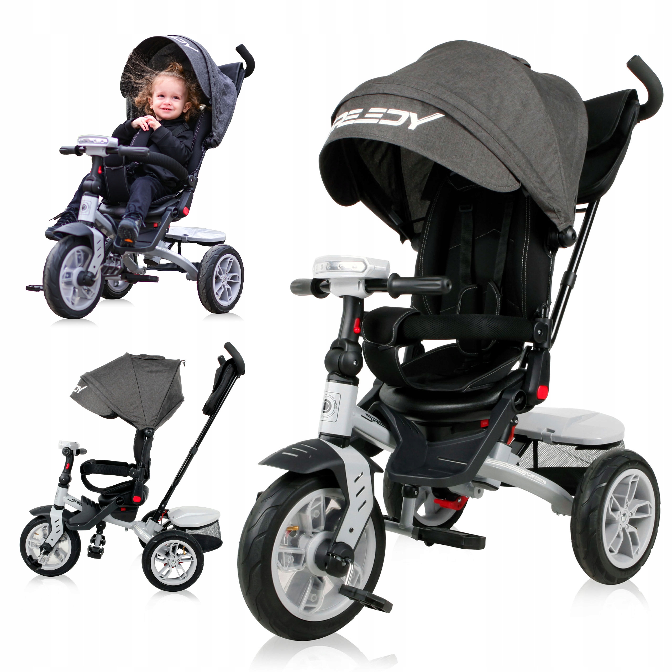 Rowerek Trójkołowy 4w1 Obrotowy Regulowany Pompowane Koła Lorelli Speedy