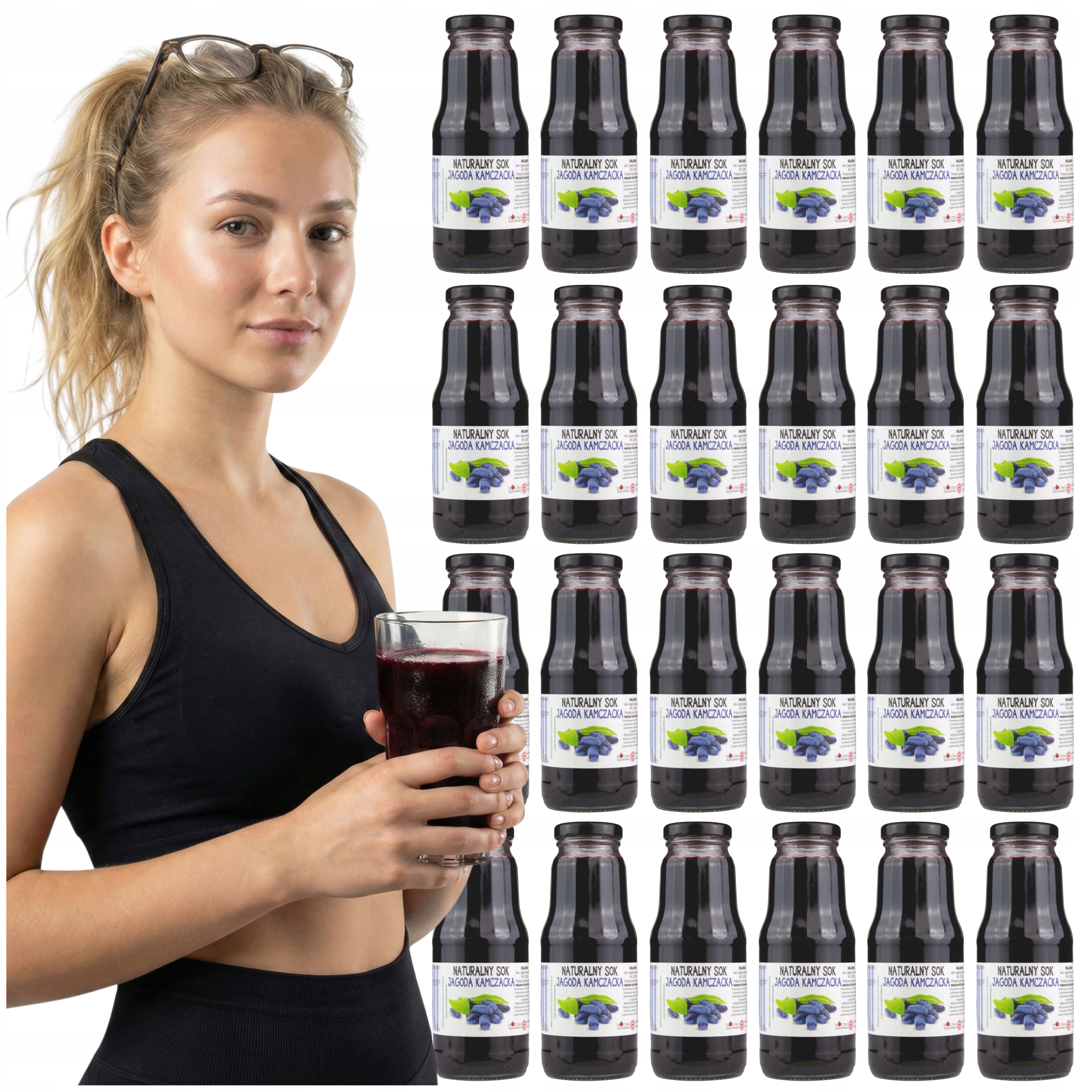 Sok Z Jagody Kamczackiej 100% Naturalny Tłoczony butelka 300ML zestaw 24szt