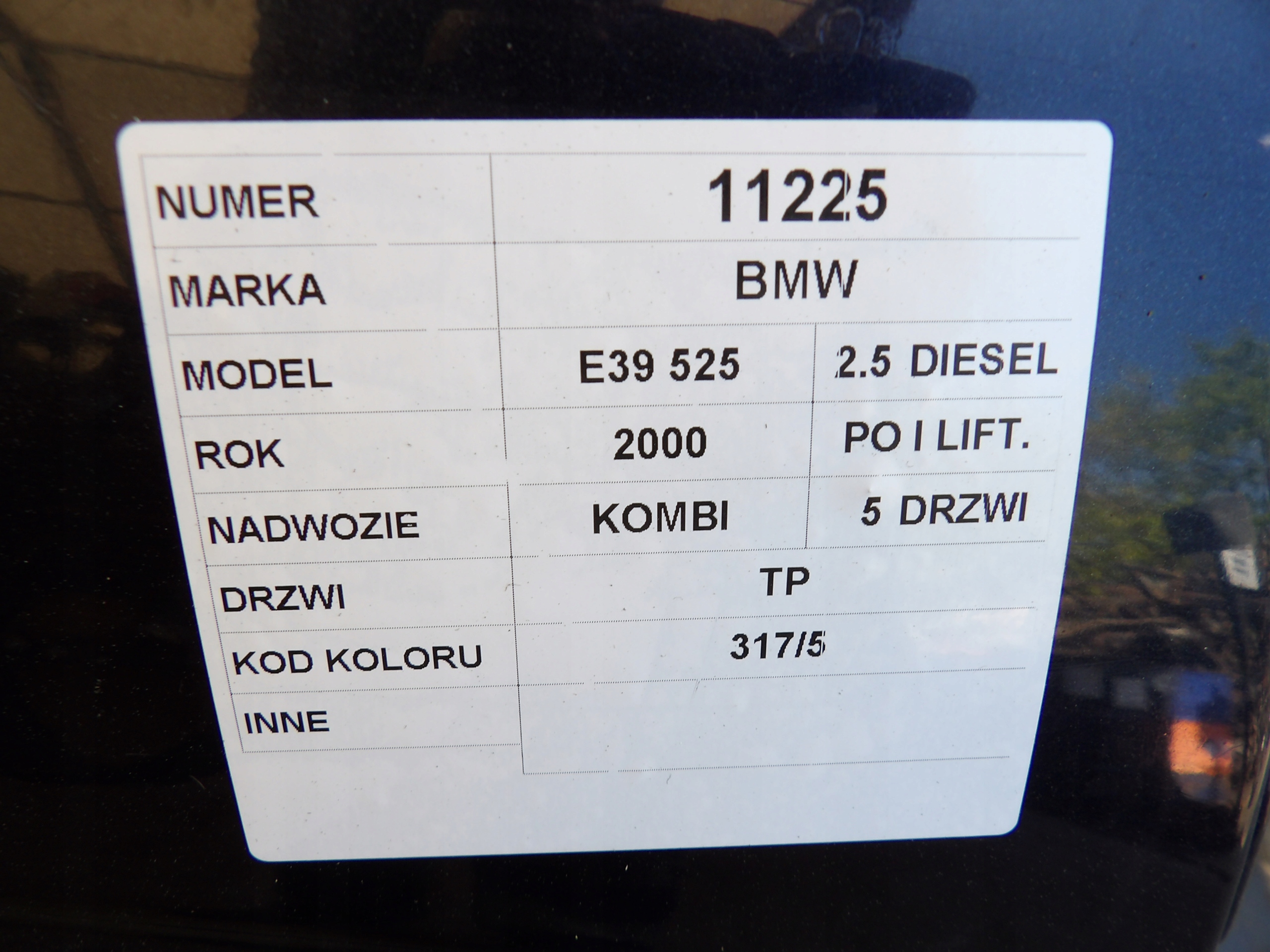 BMW E39 door rear. right lak. 317/5 kombi lift