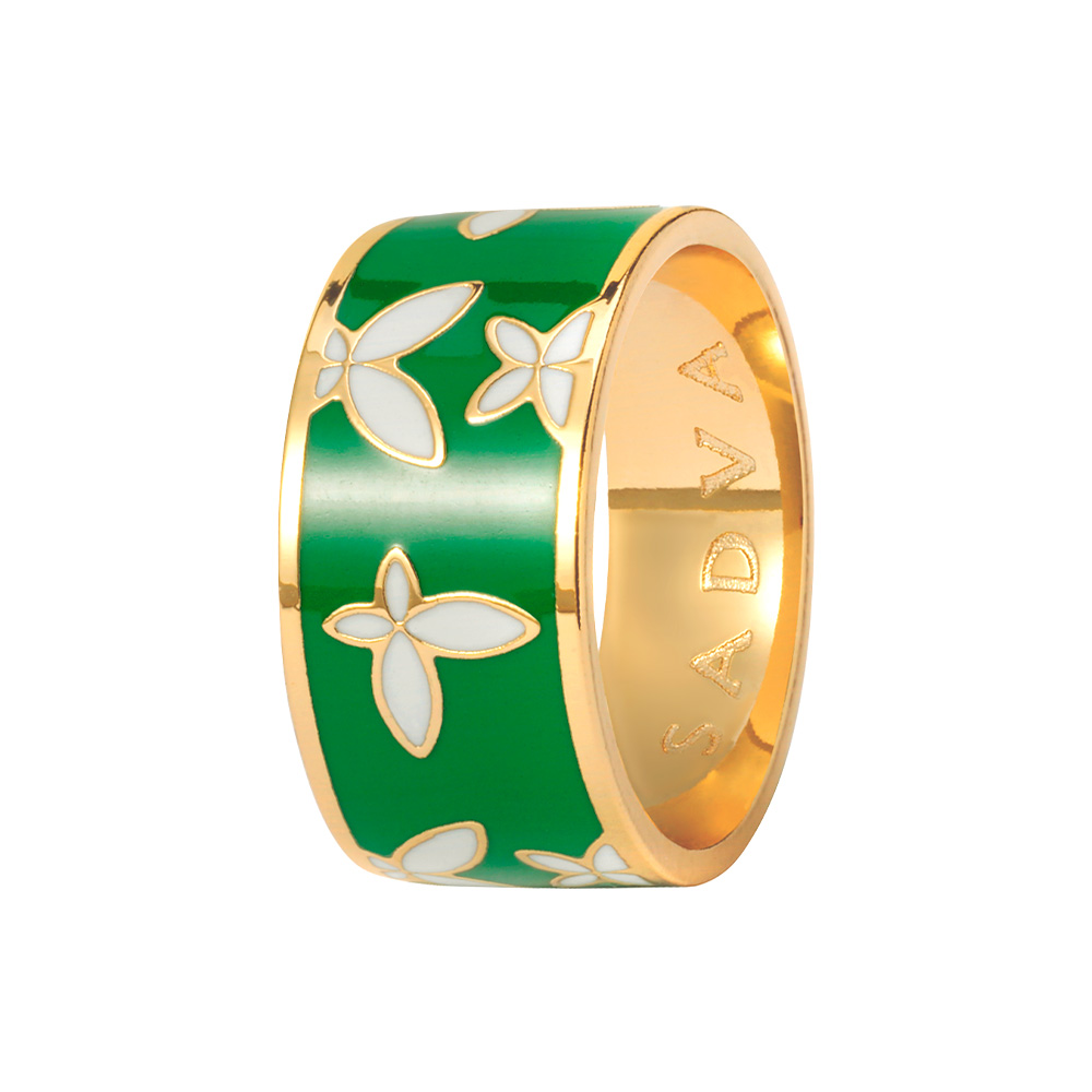 Pierścionek stal szlachetna emalia Green 14 Sadva