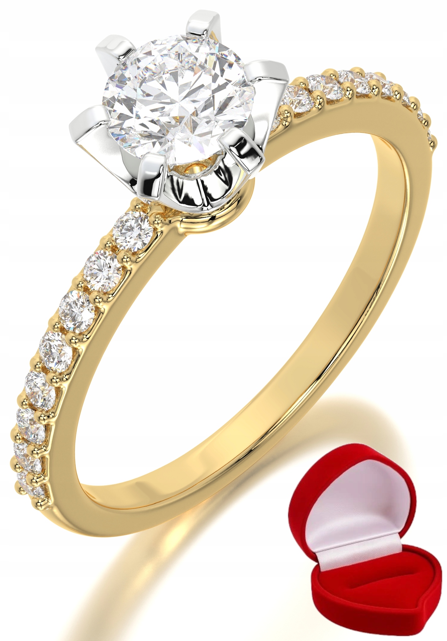 Zlatý Prstýnek 585 14k Diamant Lab Brylant 0,50 ct R22