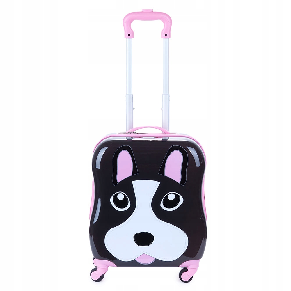 Kufr pro děti malý na 4 kolečkách, barevné vzory, pes