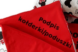Podpis poduszki i kołderki do przedszkola