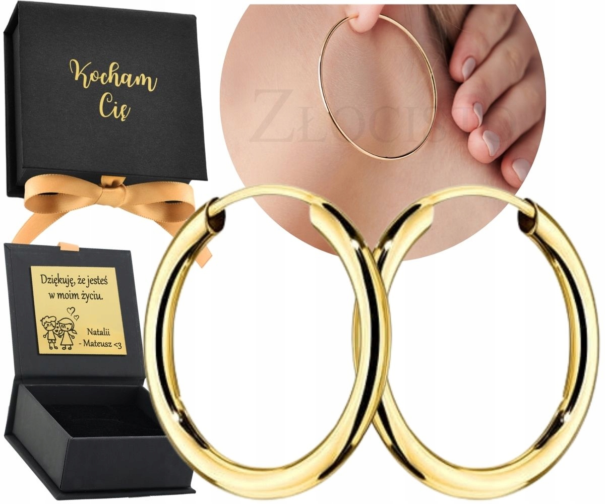 Zlaté Náušnice Kolečka Velká 60 Mm 6 Cm 585 14K Gravírování Jako Dárek