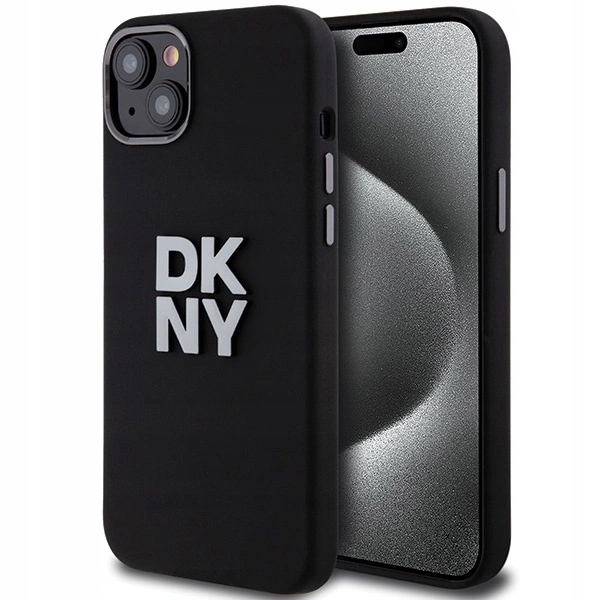 Pouzdro Dkny Liquid Silicone Metal Logo pro iPhone 15 Plus 14 Plus černé