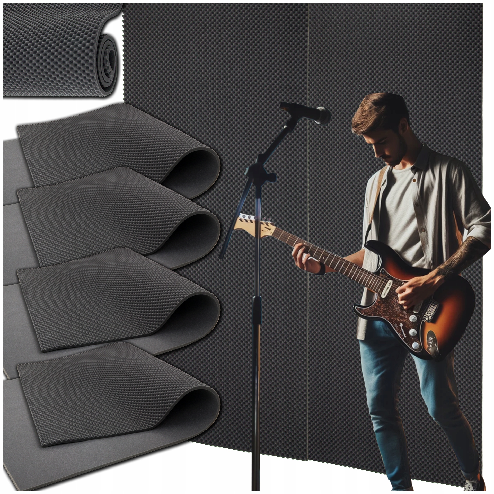 Akustické pěny Fala 800 x 100 cm, zvukotěsná sinusoidová podložka ve 4 kusech