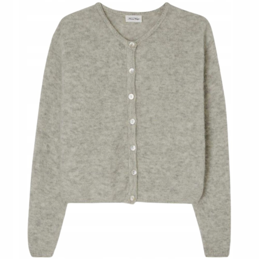 Vlněný kardigan Vitow Melange Light Grey L Světle šedý American Vintage