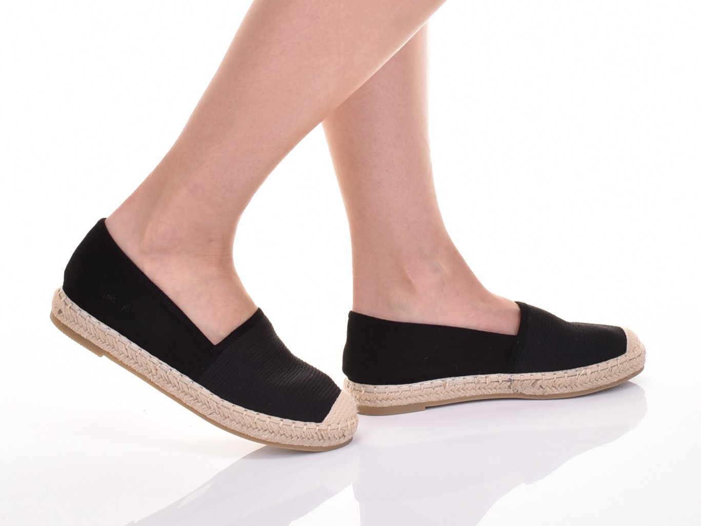 ESPADRYLE DAMSKIE LEKKIE TENISÓWKI WSUWANE CZARNE Rozmiar 39