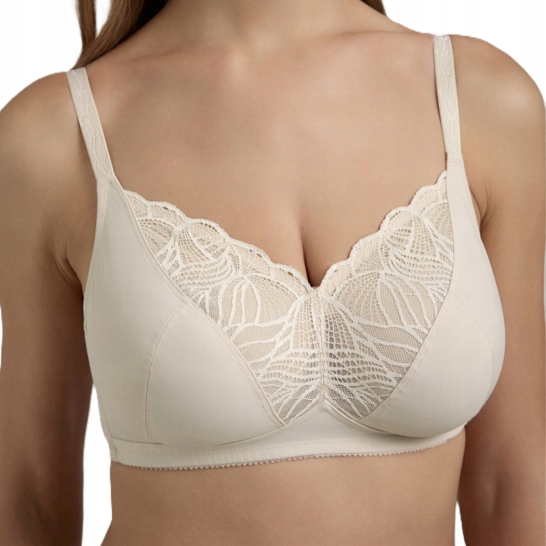 Biustonosz Miękki bez fiszbin koronkowy Soft Conte RB7170 kremowy 75C