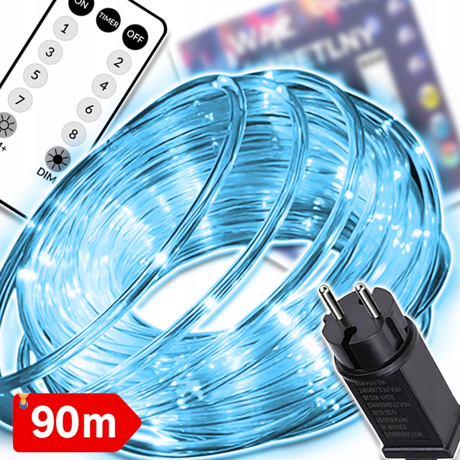 Venkovní Led Světelná Hadička S Bílým Studeným Světlem 90 M, Voděodolná, Svítící