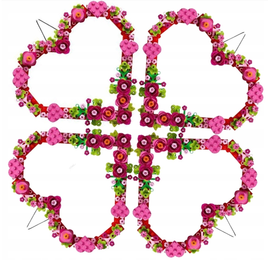 LEGO SERCE KWIATKI RÓŻA CREAROE OZDOBA W KSZTAŁCIE SERCA PREZENT WALENTYNKI Marka LEGO