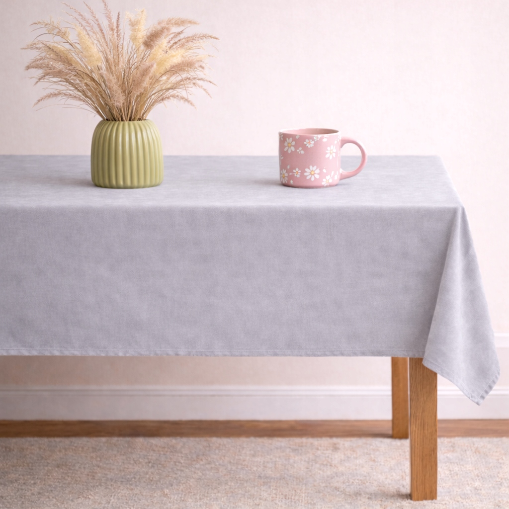 Welwetový ubrus Světle šedý 140 x 250 cm 245 g Šitý v Polsku