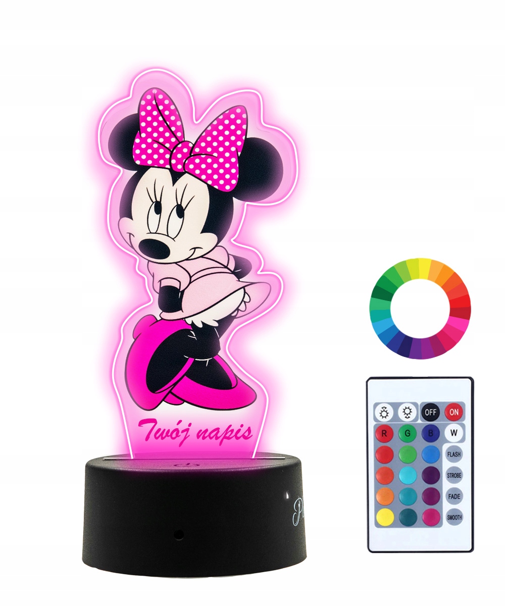 

Lampka Nocna z Nadrukiem 3D Led Myszka Minnie Imię