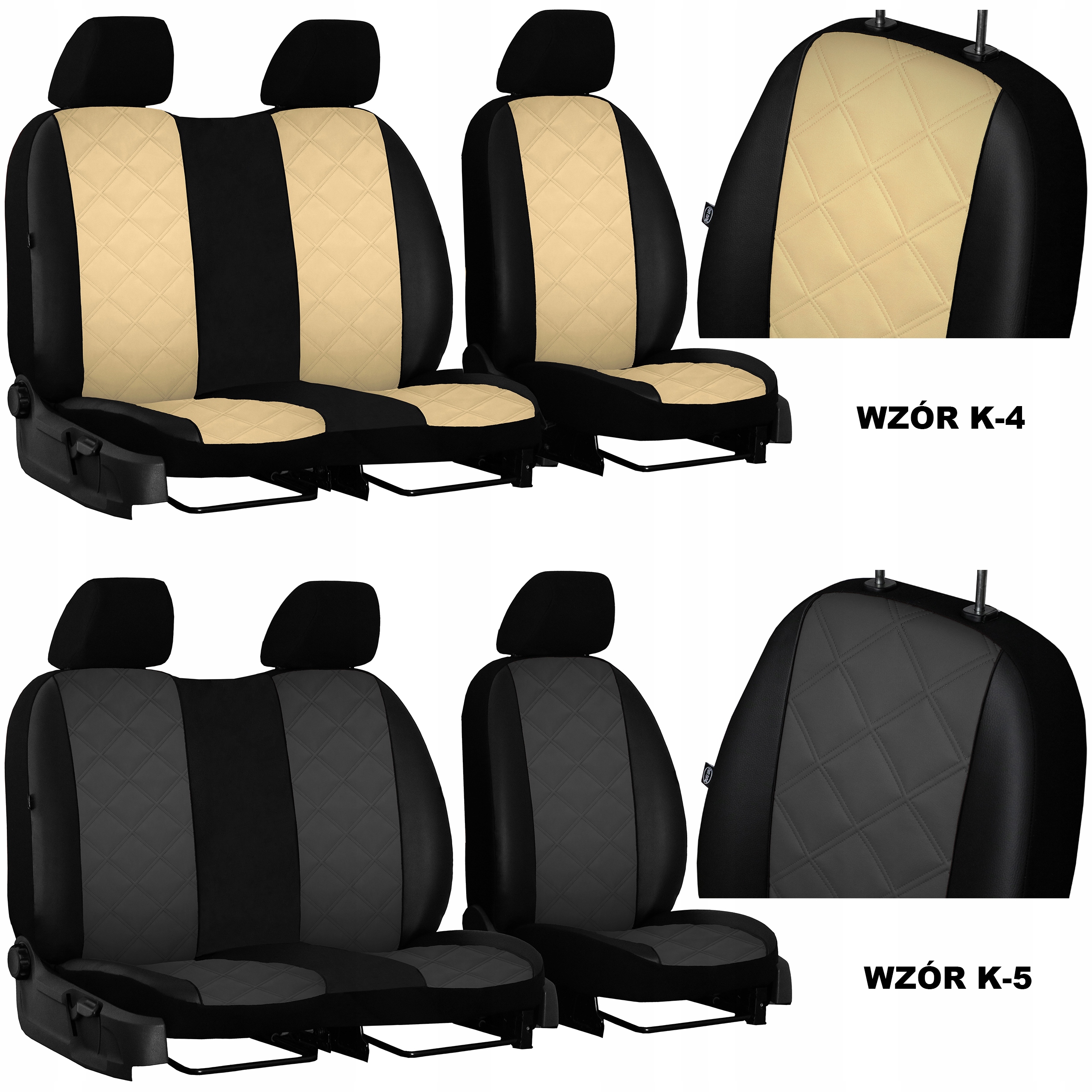 SKÓRZANE POKROWCE MIAROWE DO RENAULT MASTER 3 2+1 Materiał skóra sztuczna