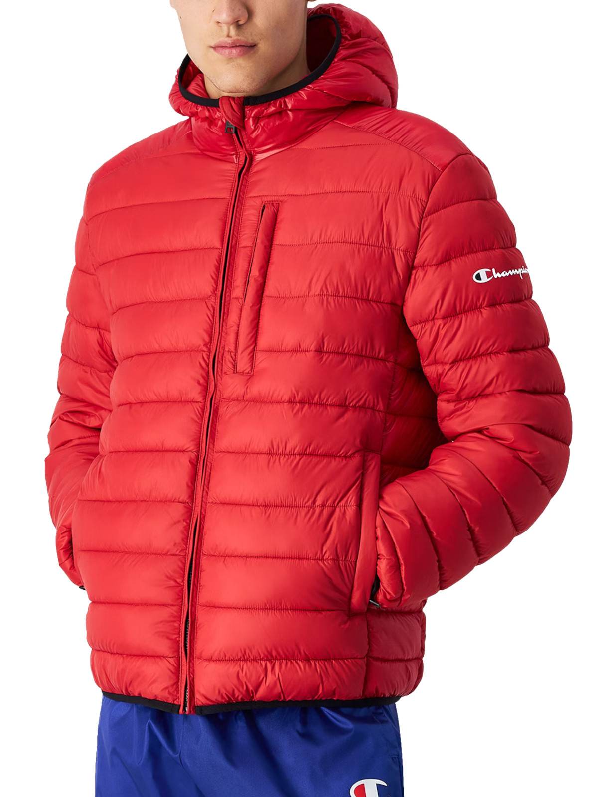 Pánská bunda Champion červená 220340-RS054 zimní péřová plus size XXL