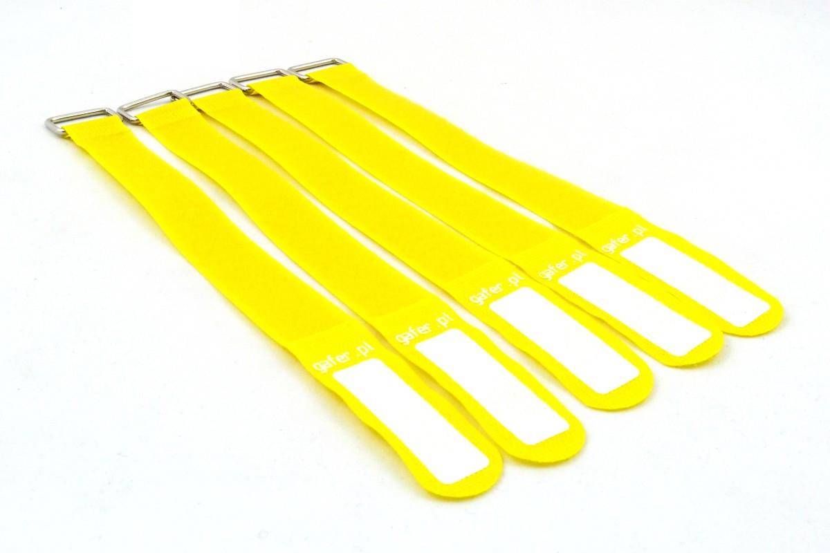 Żółta opaska, rzep do spinania kabli 550x25 5 szt.